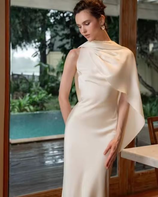 Satin Mermaid One Shoulder Woman Party Dress