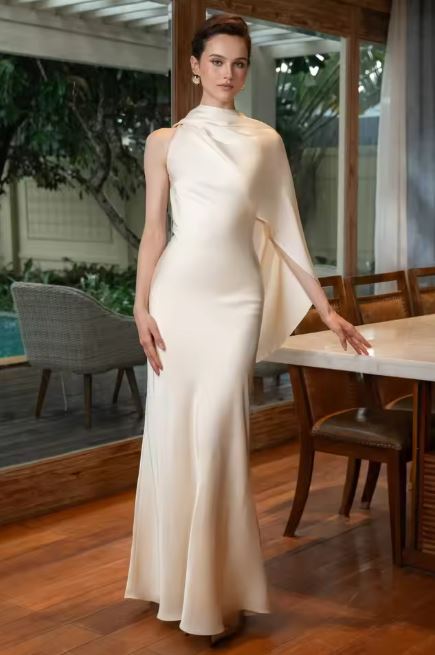 Satin Mermaid One Shoulder Woman Party Dress