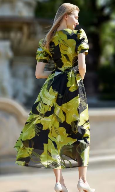 Women Organza Jacquard Long Maxi Dress