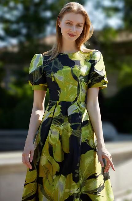 Women Organza Jacquard Long Maxi Dress