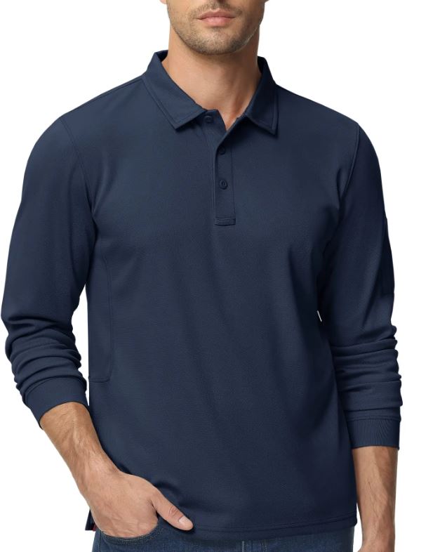 Men’s Long Sleeve Polo Shirt – Classic Collared Casual Top
