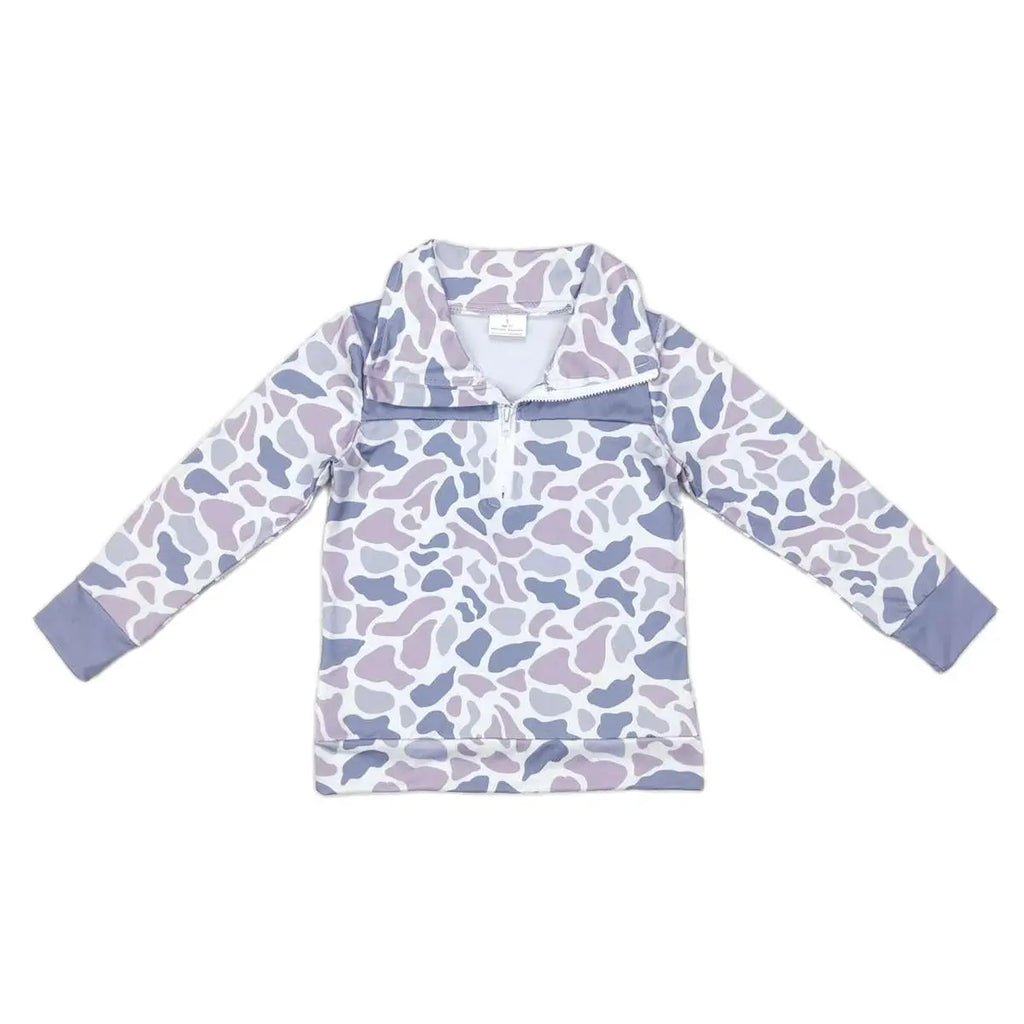 Camo Shirt Toddler Zipper Pullover (Blue Camo)