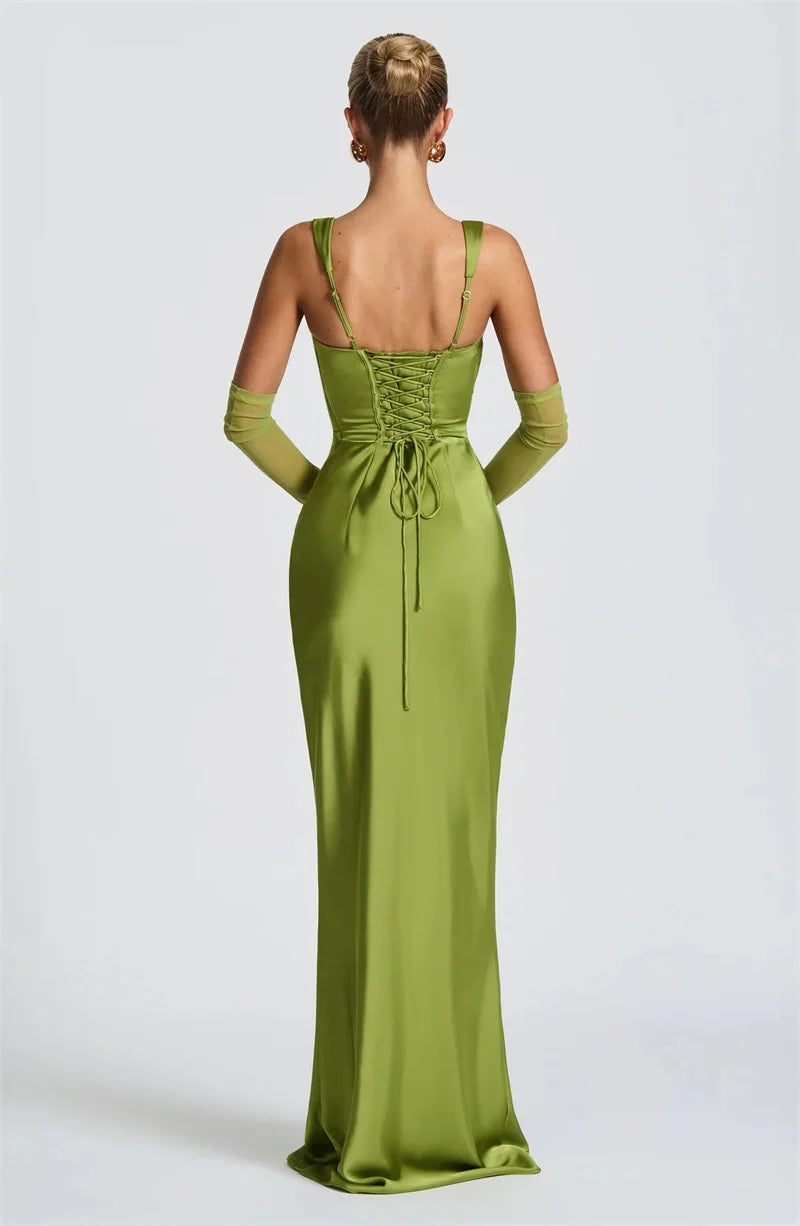 Satin Backless Sexy Maxi Dress