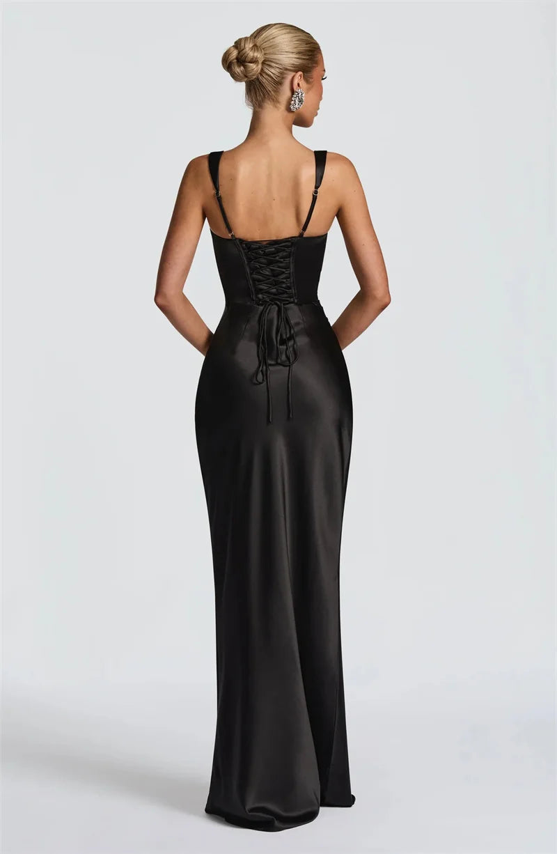Satin Backless Sexy Maxi Dress