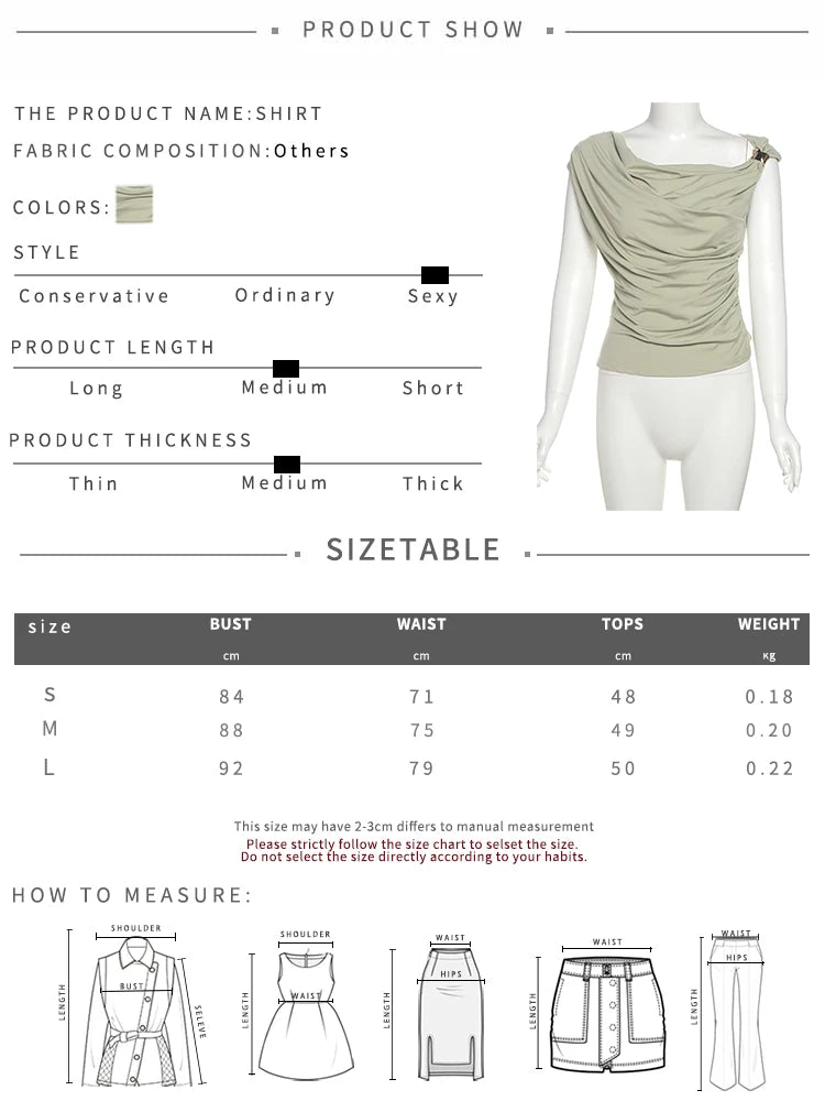 Sage Green Draped Asymmetrical Top with Gold Accent