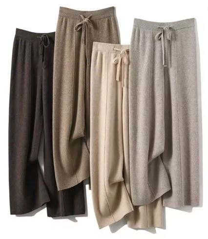 Soft Knit Drawstring Wide-Leg Pants