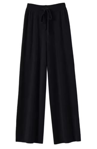 Soft Knit Drawstring Wide-Leg Pants