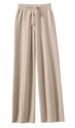 Soft Knit Drawstring Wide-Leg Pants