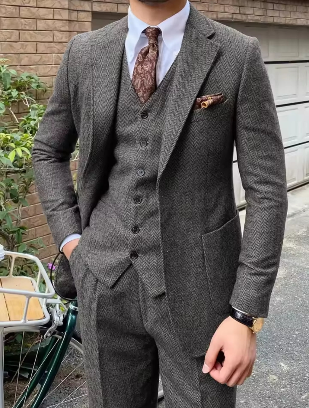 3pc Men's Tweed Suit