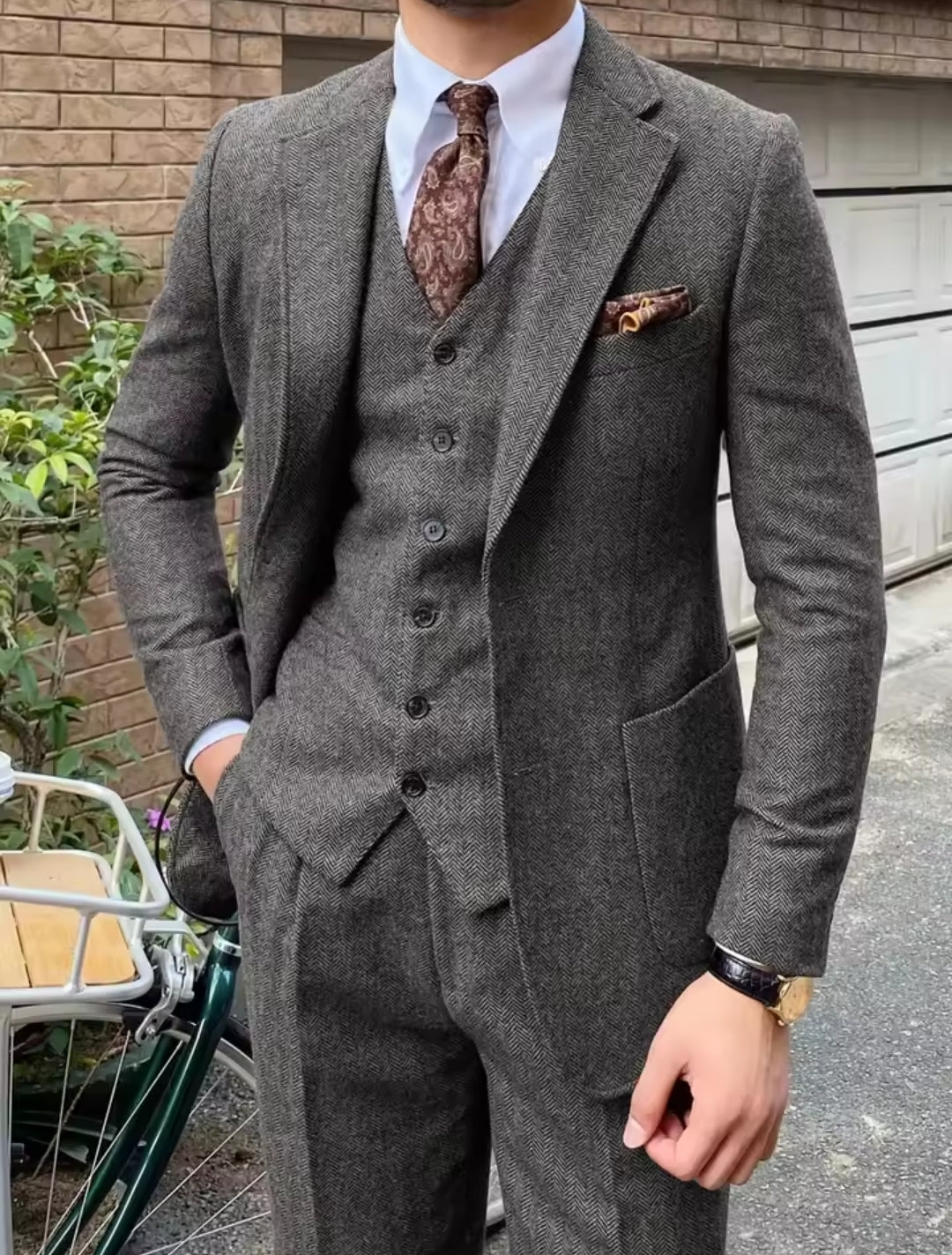 3pc Men's Tweed Suit
