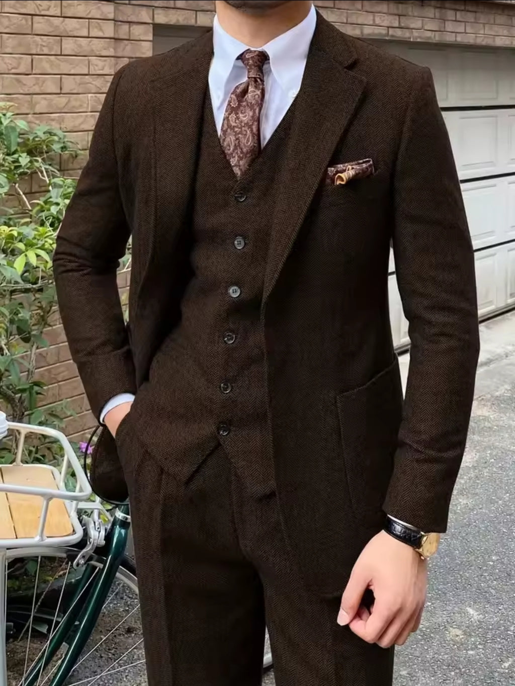 3pc Men's Tweed Suit